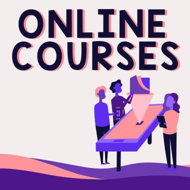 Çevrimiçi Kursların Kavramsal Görünümü. İnternet Meslektaşları Çizim Çizim Tablosu Grafik Çiziminin Yanında Durarak Öğrenme Resmi Eğitimde Devrim Yapan İş Genel Görünümü.