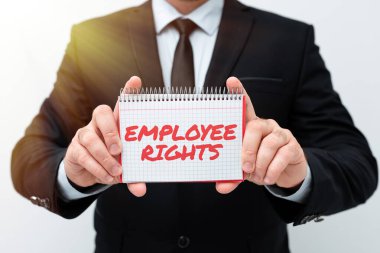 Çalışan Haklarını sunan metin başlığı. Tüm çalışanlar kendi işyerlerinde temel haklara sahiptir Yeni Planlar ve Planlama Sürecini Sunan Fikirler