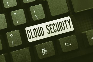 Bulut Güvenliğini gösteren mesaj işareti. İnternet Daktilo İşletme Anlaşması 'na mevcut verilerin güvenlikli bir sistemini dayatmak, Yeni Bağlama Sözleşmesi' ni daktilo etmek