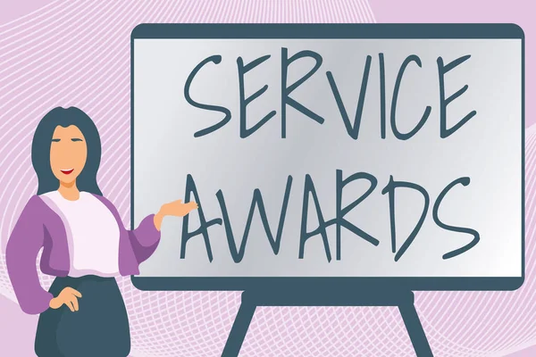 Inspiration mit Signalwirkung Service Awards. Konzeptfoto Einen Mitarbeiter für seine Langlebigkeit oder Amtszeit anerkennen Tippen eines neuen Buchkapitels, Registrieren neuer wichtiger Informationen — Stockfoto