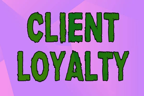 Teken met Client Loyalty. Woord voor Het resultaat van consistent positieve tevredenheid aan klanten Line Illustrated Achtergronden met verschillende vormen en kleuren. — Stockfoto
