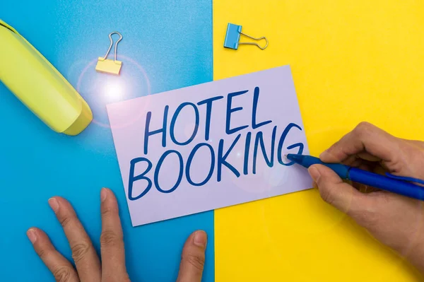 Εννοιολογική εμφάνιση Hotel Booking. Written on Online Κρατήσεις Presidential Suite De Luxe Hospitality Flashy School Office Supplies, Εκπαιδευτικές Συλλογές, Εργαλεία Συγγραφής, — Φωτογραφία Αρχείου