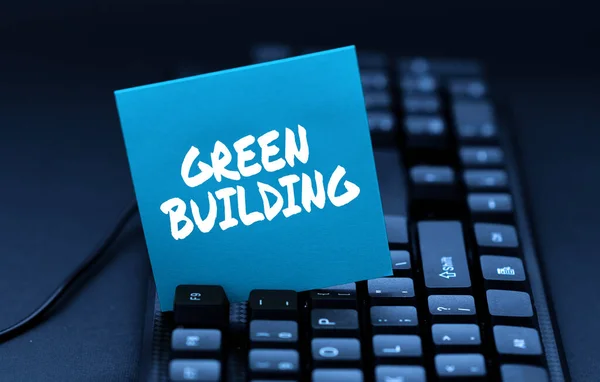 Текст почерку "Зелене будівництво". Концепція бізнесу Структура, яка є екологічно відповідальною Стале типізація Корисний блог Підручник та посібники, Дослідницькі стратегії онлайн — стокове фото