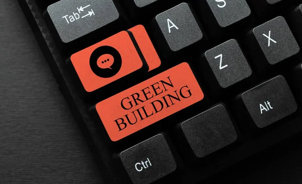 Text caption presenting Green Building. Word for A structure that is environmentally responsible Sustainable Typing Program Code Script, Abstract Downloading New Online Journal — Foto Stock