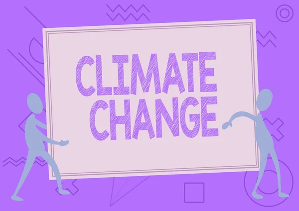 Τίτλος κειμένου που παρουσιάζει την Κλιματική Αλλαγή. Internet Concept Αύξηση της παγκόσμιας μέσης θερμοκρασίας Μετασχηματισμός καιρού Δύο Συνάδελφοι Μόνιμη Μεταφορά Μεγάλο Κενό Διοικητικό Συμβούλιο Εμφάνιση Ενότητα. — Φωτογραφία Αρχείου