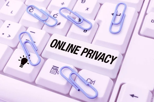Conceptual display Online Privacy. Word for Security level of personal data published via the Internet Publishing Typewritten Fantasy Short Story, Typing Online Memorandum — Stock Photo, Image