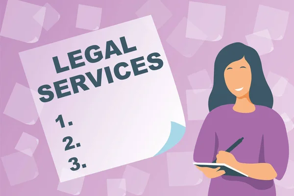 Writing displaying text Legal Services. Business showcase Providing access to justice Fair trial Law equality Typing New Student Workbooks, Creating And Publishing Online Ebook — стоковое фото