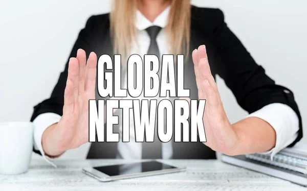 Global Network sunan metin başlığı. Dünya Açıklama Şirketi 'nin tüm sorunlarını kapsayan herhangi bir iletişim sistemi, Soyut Anlaşmazlık Çözümleri Sağlama Programı — Stok fotoğraf