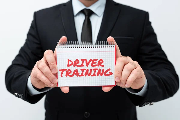 Handwriting text Driver Training. Concept meaning prepares a new driver to obtain a driver s is license Presenting New Plans And Ideas Demonstrating Planning Process — Stockfoto