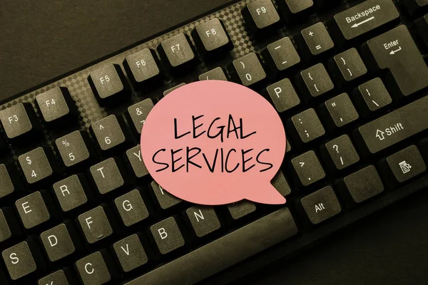 Konzeptionelle Darstellung Legal Services. Internet-Konzept zur Bereitstellung des Zugangs zur Justiz Fairer Prozess Gesetz Gleichberechtigung Eingabe von Krankenhausaufzeichnungen und Berichten, Schaffung eines neuen E-Book-Leseprogramms — Stockfoto