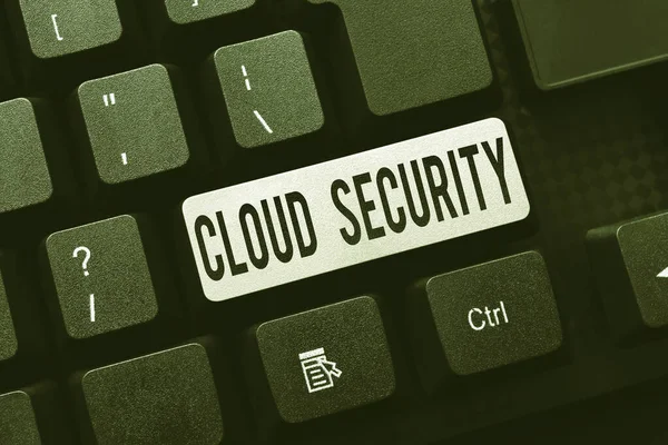 Text sign showing Cloud Security. Business overview Imposing a secured system of existing data in the Internet Typing Business Agreement Letter, Typewriting New Binding Contract — 图库照片