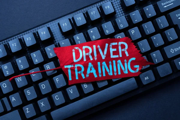 Handwriting text Driver Training. Business approach prepares a new driver to obtain a driver s is license Writing Online Research Text Analysis, Transcribing Recorded Voice Email — Stockfoto