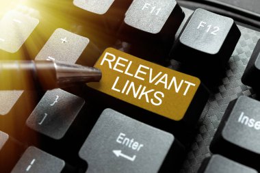 İlham verici Bağlantılar gösteren metin. Çevrimiçi Yazı Turist Rehberi, İnternet Fikirleri ve Tasarımları Aranıyor özel bir konu için kavramsal fotoğraf önemli siteler