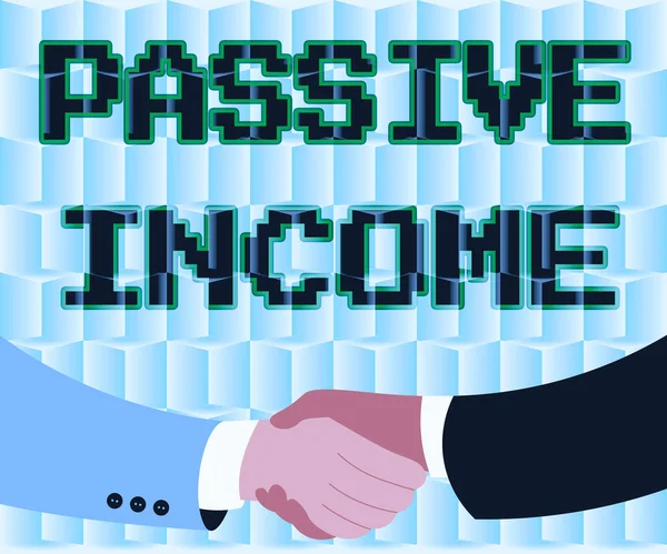 El yazısı pasif gelir. Kiralık mallardan elde edilen iş konsepti ve diğer işletmeler Kağıt Arkaplan Çizen İki Adam Anlaşmayı Sunuyor