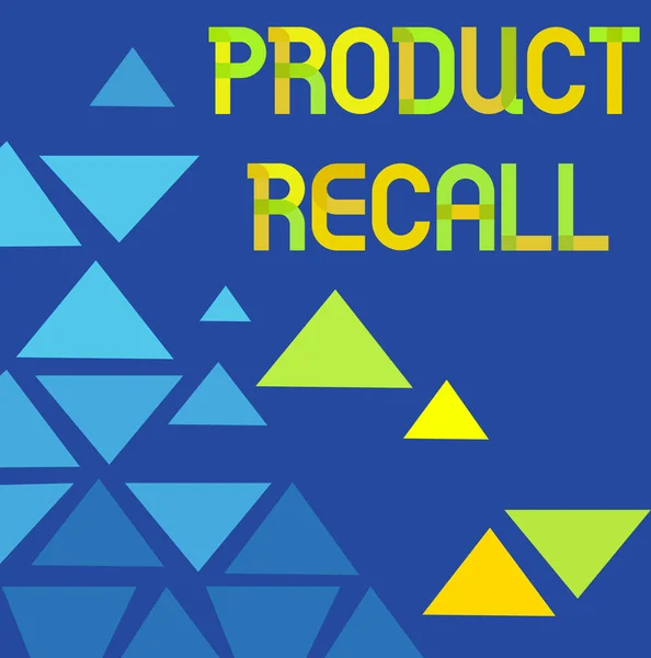 Sign displaying Product Recall. Business approach Request by a company to return the product due to some issue Line Illustrated Backgrounds With Various Shapes And Colours.