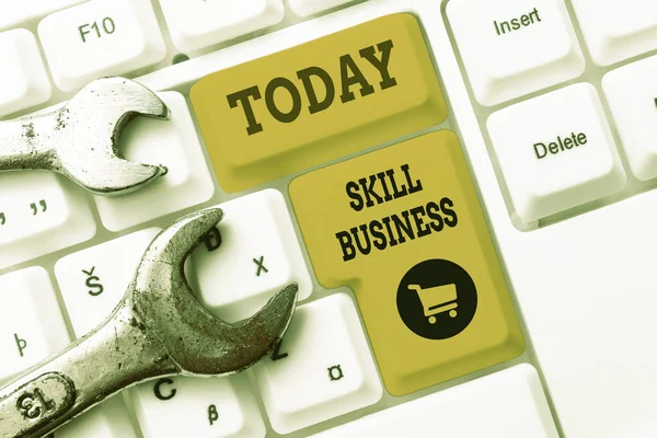 Inspiration showing sign Skill Business. Concept meaning Ability to handle business venture Intellectual expertise Abstract Fixing Internet Problem, Maintaining Online Connection — Stock Photo, Image