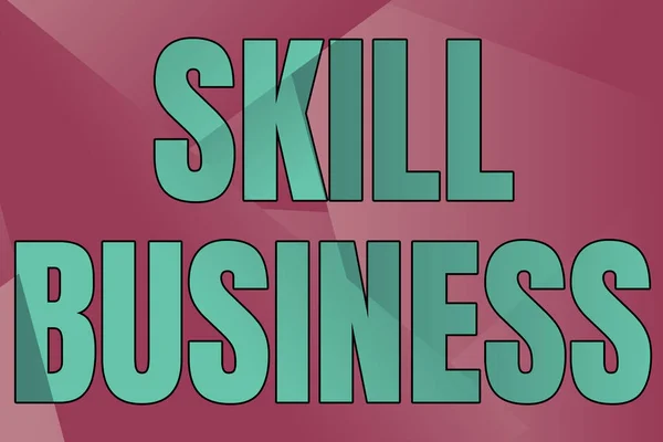 자막은 Skill Business 에서 볼 수있다. 비즈니스 벤처 인텔리전트를 다루기 위해 작성 된 워드 : Illustrated Backgrounds With Various Shapes and Colours. — 스톡 사진