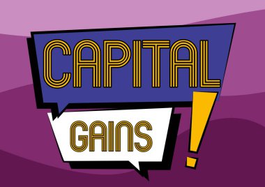 Kavramsal sermaye kazançları. Internet Concept Bonds Hisse Senetleri Gelir Vergisi Yatırım Fonları Üst üste binen İki Renkli Diyalog Kutusu Ünlem İşaretli Çizim.