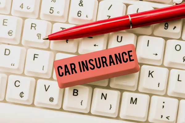 Inspiration showing sign Car Insurance. Concept meaning Accidents coverage Comprehensive Policy Motor Vehicle Guaranty Downloading Online Files And Data, Uploading Programming Codes — Foto Stock