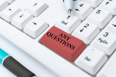 Herhangi bir soru işareti var mı? İş yaklaşımı Bilgisiz Boş Yüz Soruşturma Anlaşmazlıkları Sondalar Sorunlar Bilmeceler Yazı Malzemeleri, Soyut Sunum Geliştirilmiş Klavye