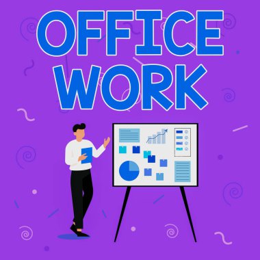 El yazısı, ofis işi. İş konsepti, öncelikle ofis ortamında gerçekleşen bir çalışma. İşadamı, Başarı İçin Fikirleri Sunuyor..