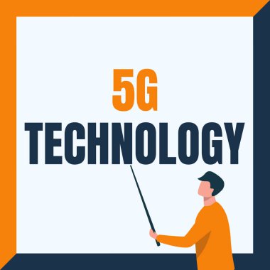 Mesaj işareti 5G Teknoloji 'yi gösteriyor. Kavram anlamı: Yüksek hızlı mobil internet, yeni nesil kablosuz sistem ağları eğitmeni Yeni Dersler Gösteren bekleme çubuğu çizim tahtası.