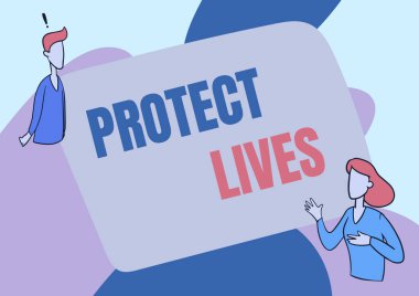 Kavramsal manşet Hayatları Koru. Açığa çıkma hasarı, hasar ve yıkımdan korunmak ya da iş arkadaşıyla keşif amaçlı sohbet etmek anlamında..