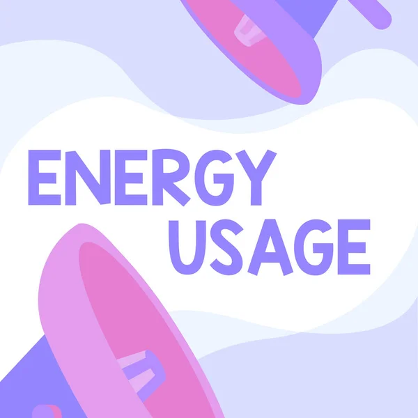 Handwriting text Energy Usage. Business overview Amount of energy consumed or used in a process or system Megaphones Drawing Giving Positive Comments Making Announcement — 图库照片