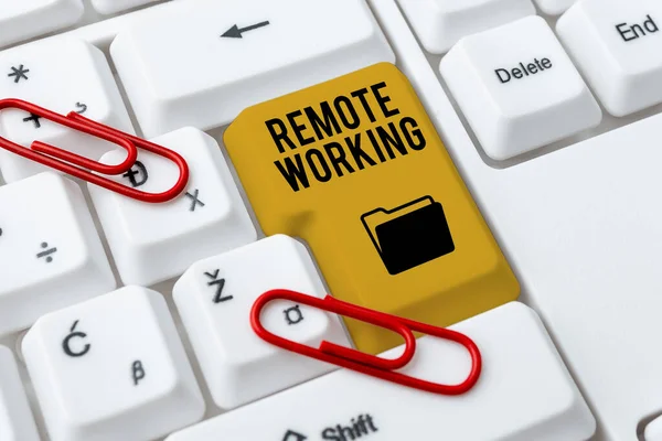 Writing displaying text Remote Working. Concept meaning style that allows professionals to work outside of an office Typing Game Program Codes, Programming New Playable Application — Stockfoto