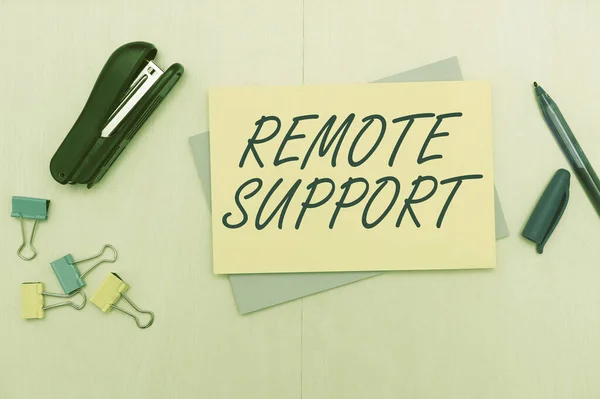 Conceptual display Remote Support. Business showcase type of secure service, which permits representatives to help Flashy School Office Supplies, Teaching Learning Collections, Writing Tools, — Stock Photo, Image