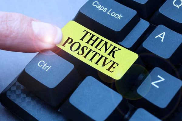 Text showing inspiration Think Positive. Business showcase The tendency to be positive or optimistic in attitude Abstract Creating Online Transcription Jobs, Typing Website Descriptions — стоковое фото