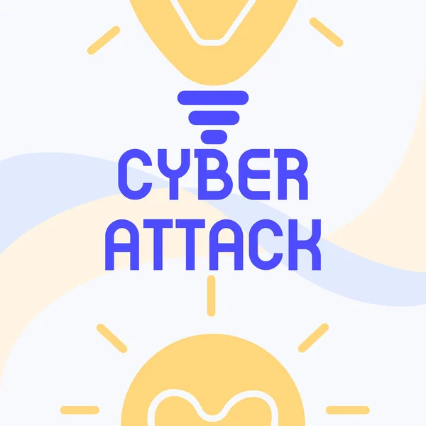 Sign displaying Cyber Attack. Business overview An attempt by hackers to Damage Destroy a Computer System Glowing Light Bulb Drawing Displaying Fresh Discoveries. — Fotografia de Stock