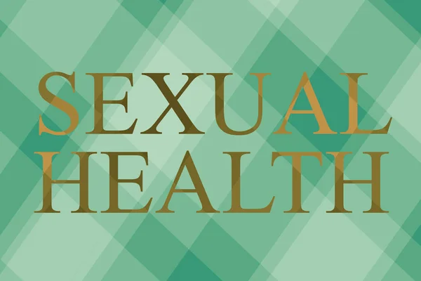성적 건강에 대한 영감을 보여 주는 글. 건강 한 신체를 만족시키는 성적 생활 긍정적 인 관계를 만족시키기 위해 작성 된 말: 일러스트 레이티 드 백 그라운드 With Various Shapes and Colours. — 스톡 사진