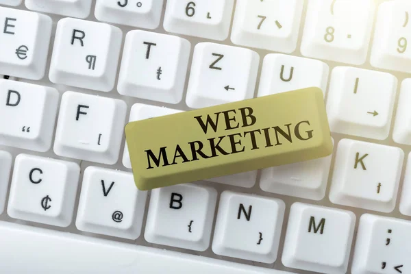 Writing displaying text Web Marketing. Word for Electronic commerce Advertising through internet Online seller Connecting With Online Friends, Making Acquaintances On The Internet — Fotografia de Stock
