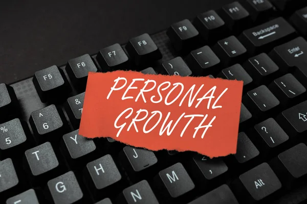 Text sign showing Personal Growth. Business concept a longterm process which shows the development of a human Retyping Old Worksheet Data, Abstract Typing Online Reservation Lists — Stock Photo, Image