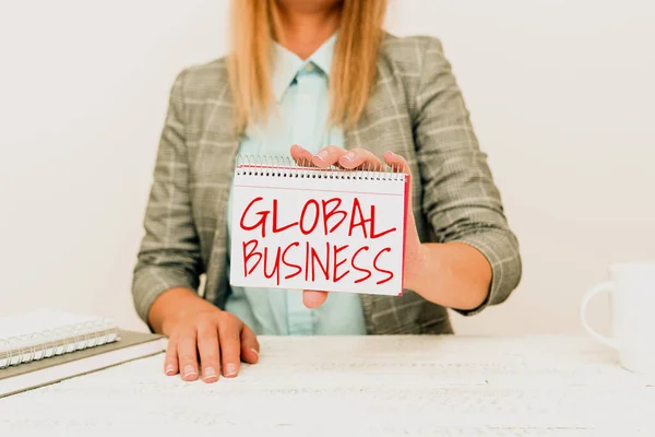 Conceptuele weergave Global Business. Zakelijke aanpak Handels- en bedrijfssysteem een bedrijf over de hele wereld New Business Presentation Ideas, Displaying Plans And Designs — Stockfoto