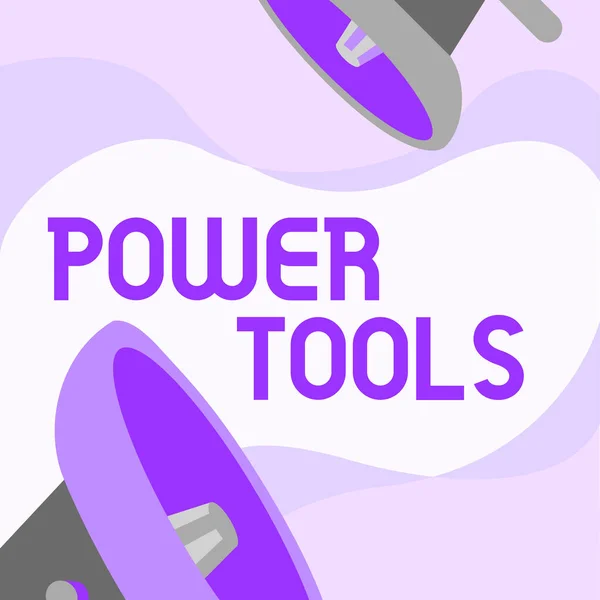 Sign displaying Power Tools. Internet Concept tools powered by an electric motor mostly used for manual labor Pair Of Megaphone Drawing Making Announcement In Chat Cloud. — Stock Photo, Image