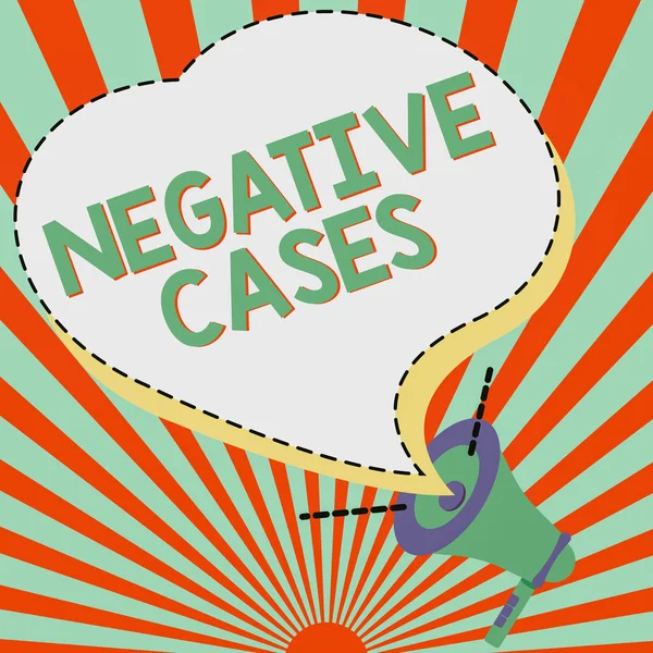 Text caption presenting Negative Cases. Concept meaning circumstances or conditions that are confirmed to be false Illustration Of A Loud Megaphone Speaker Making New Announcements — Foto Stock