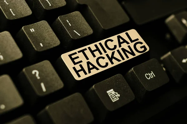 Conceptual caption Ethical Hacking. Business idea a legal attempt of cracking a network for penetration testing Typing Program Code Script, Abstract Downloading New Online Journal — Fotografia de Stock