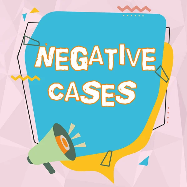 Text sign showing Negative Cases. Business idea circumstances or conditions that are confirmed to be false Megaphone Drawing Making New Announcement To Chat Cloud. — Stock Fotó