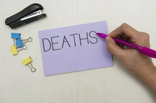 stock image Sign displaying Deaths. Concept meaning permanent cessation of all vital signs, instance of dying individual Flashy School Office Supplies, Teaching Learning Collections, Writing Tools,