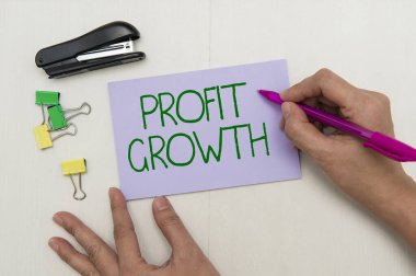 Profit Growth ilhamını gösteren metin. Genel Satış Piyasası Paylaşımlarının İş Genel Bakış Amaçlı İlişkileri Gösterişli Okul Malzemeleri, Öğretim Koleksiyonları, Yazma Araçları,