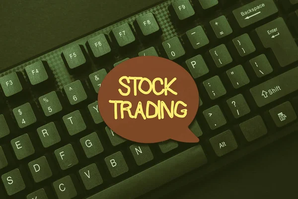 Text showing inspiration Stock Trading. Internet Concept Buy and Sell of Securities Electronically on the Exchange Floor Abstract Online Typing Contest, Creating Funny Online Book Ideas — Fotografia de Stock
