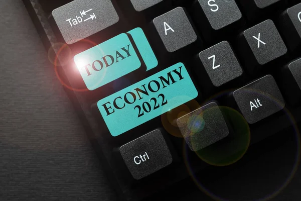 Writing displaying text Economy 2022. Internet Concept State of wealth and resources of a country in upcoming year Word Processing Program Ideas, Logging Programming Updates Concept — Stock Photo, Image