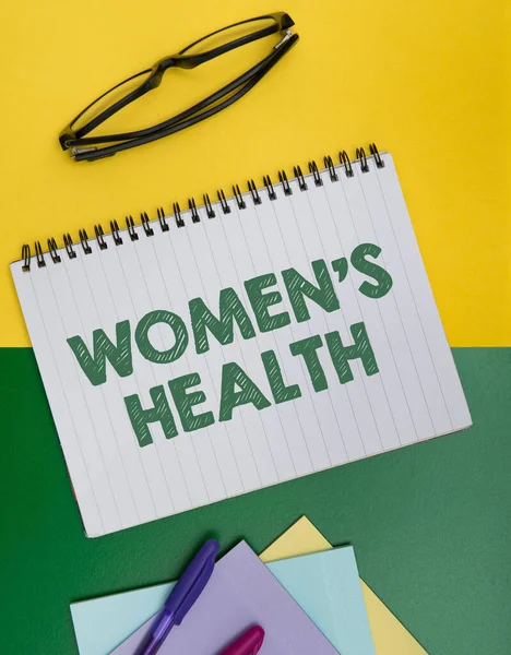 Sign displaying Women S Health. Business showcase Women s is physical health consequence avoiding illness Flashy School Office Supplies, Teaching Learning Collections, Writing Tools, — Stockfoto