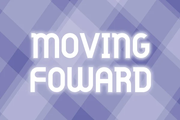 Handwriting text Moving Foward. Concept meaning Towards a Point Move on Going Ahead Further Advance Progress Line Illustrated Backgrounds With Various Shapes And Colours. — Fotografia de Stock