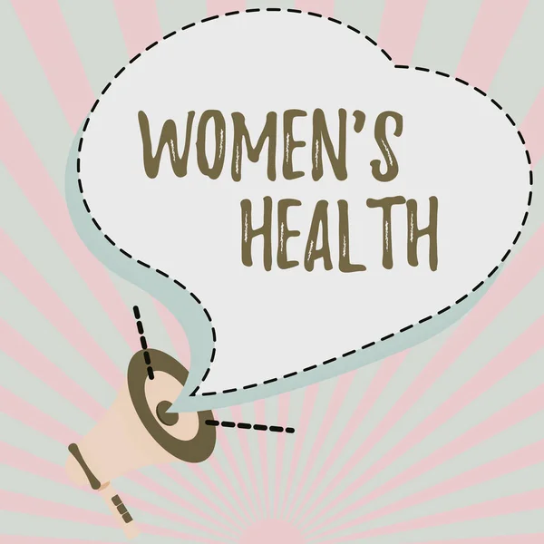 Handwriting text Women S Health. Business showcase Women s is physical health consequence avoiding illness Illustration Of A Loud Megaphone Speaker Making New Announcements — Foto Stock