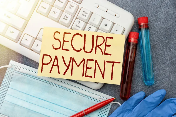 Sign displaying Secure Payment. Word for Security of Payment refers to ensure of paid even in dispute Typing Medical Notes Scientific Studies And Treatment Plans