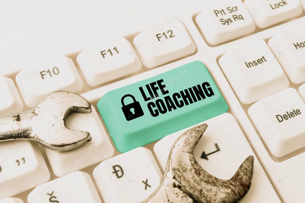 Conceptual display Life Coaching. Business overview Improve Lives by Challenges Encourages us in our Careers Writing Comments On A Social Media Post, Typing Interesting New Article