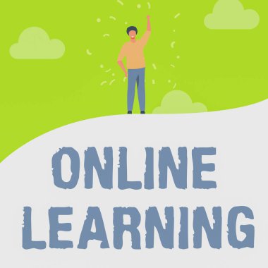 Esinlenmeyi gösteren metin çevrimiçi öğrenme. Kavramsal fotoğraf, İnternet Adamı 'nın Yükselen El Gökyüzü Ayakta Duran Tepe Başarı Gösterme Kursu üzerinden erişilebilecek bir kurs..